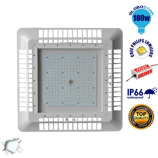 GloboStar® 115091 Φωτιστικό Οροφής για Βενζινάδικα Gas Station 180W AC 230V 25200lm 60° Αδιάβροχο IP65 Φυσικό Λευκό 5000K - Image 3