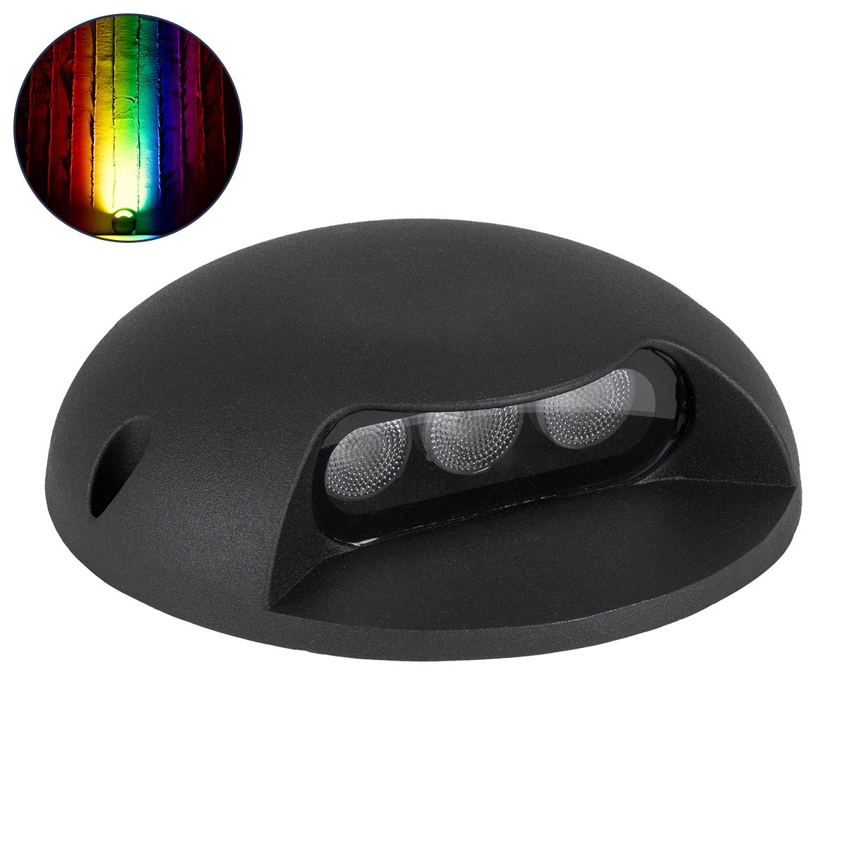 GLOBOSTAR® STEPLUNA 90618 Φωτιστικό Σκαλοπατιού / Διαδρόμου LED 6W 510lm 10° DC 24V Αδιάβροχο IP65 Πολύχρωμο RGB Dimmable DMX512 - Bridgelux SMD Chip - Μαύρο Ματ - Μ12 x Π12 x Υ3cm - 3 Χρόνια Εγγύηση - Image 2