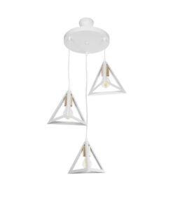 Alternative view of GLOBOSTAR® TRIANGLE 203-0166 Μοντέρνο Κρεμαστό Φωτιστικό Οροφής με Ντουί 3 x E27 AC 220-240V IP20 - Λευκό & Χρυσό - Μ67 x Π67 x Υ50cm