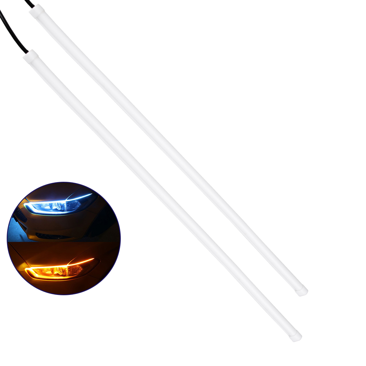 GLOBOSTAR® DRL 81724 Φώτα Ημέρας DRL & Φλας LED 8W/16W 700lm/1400lm 200° DC 12V Αδιάβροχο IP65 Ψυχρό Λευκό 6000K & Πορτοκαλί - Μ45 x Π1.3 x Υ1.3cm - Πακέτο 2 Τεμαχίων - 1 Χρόνο Εγγύηση - Image 2