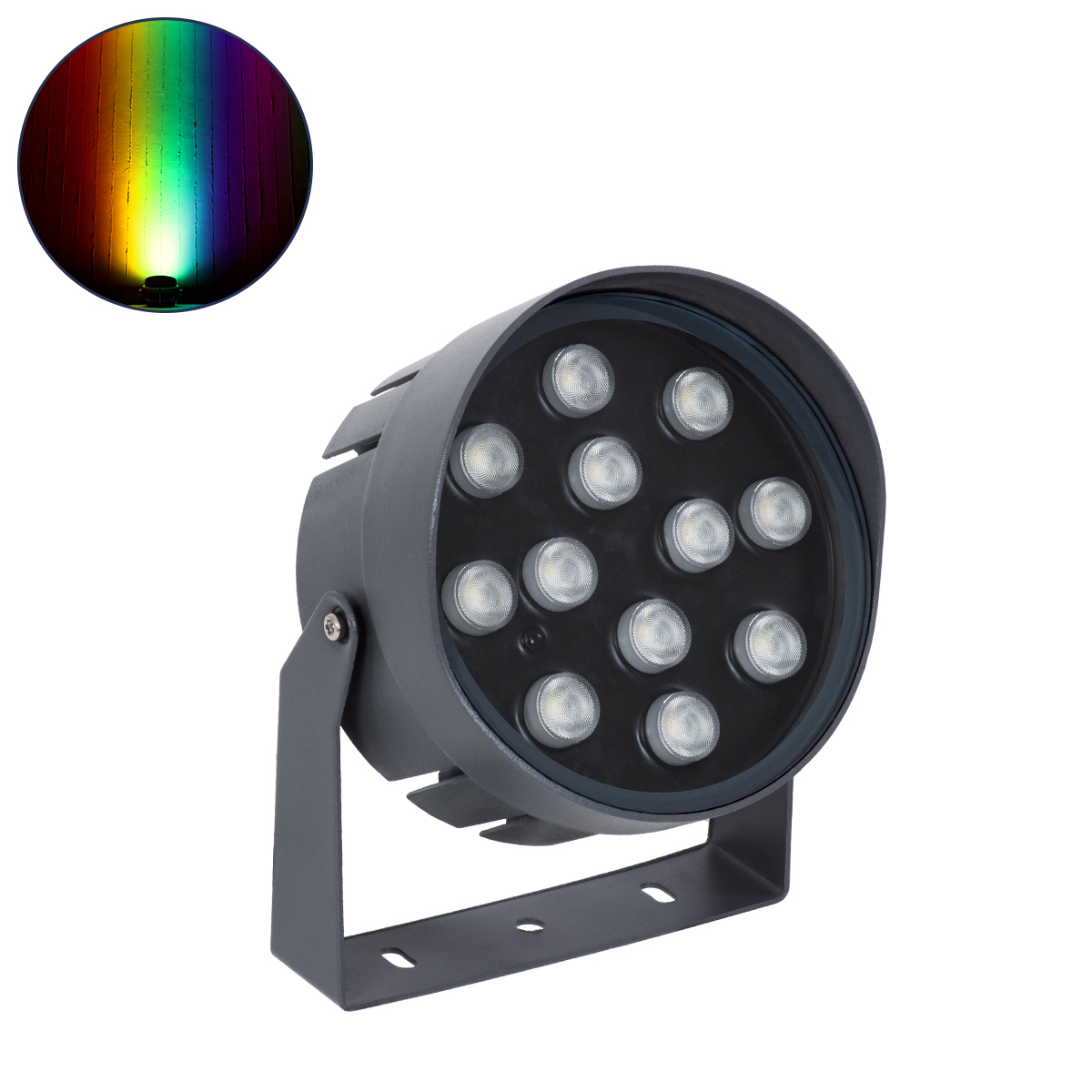 GLOBOSTAR® FLOODNIGMA 90396 Προβολέας Σποτ Wall Washer με Αντιθαμβωτική Γρίλια LED 24W 1920lm 30° DC 24V Αδιάβροχο IP65 Πολύχρωμο RGBW Dimmable DMX512 - Bridgelux SMD Chip - Γκρι Ανθρακί - Μ15 x Π15 x Υ9.1cm - 3 Χρόνια Εγγύηση - Image 2