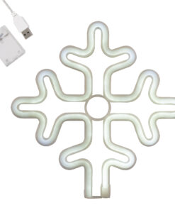 GloboStar® 78581 Φωτιστικό Ταμπέλα Φωτεινή Επιγραφή NEON LED Σήμανσης SNOWFLAKE 5W με Καλώδιο Τροφοδοσίας USB - Μπαταρίας 3xAAA (Δεν Περιλαμβάνονται) - Ψυχρό Λευκό 6000K