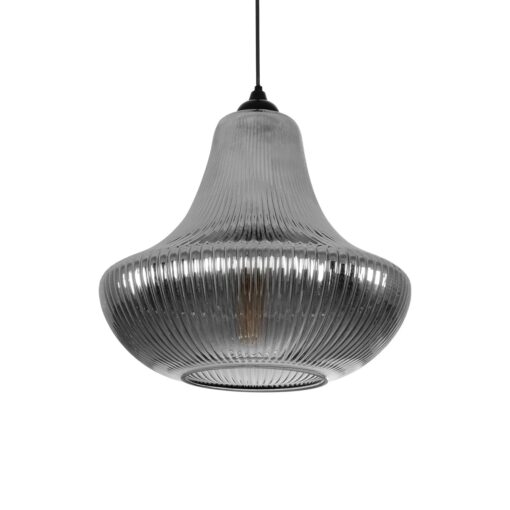 GLOBOSTAR® VERRE 206-0021 Μοντέρνο Κρεμαστό Φωτιστικό Οροφής με Ντουί 1 x E27 AC 220-240V IP20 – Μαύρο Φιμέ – Μ38 x Π38 x Υ34cm