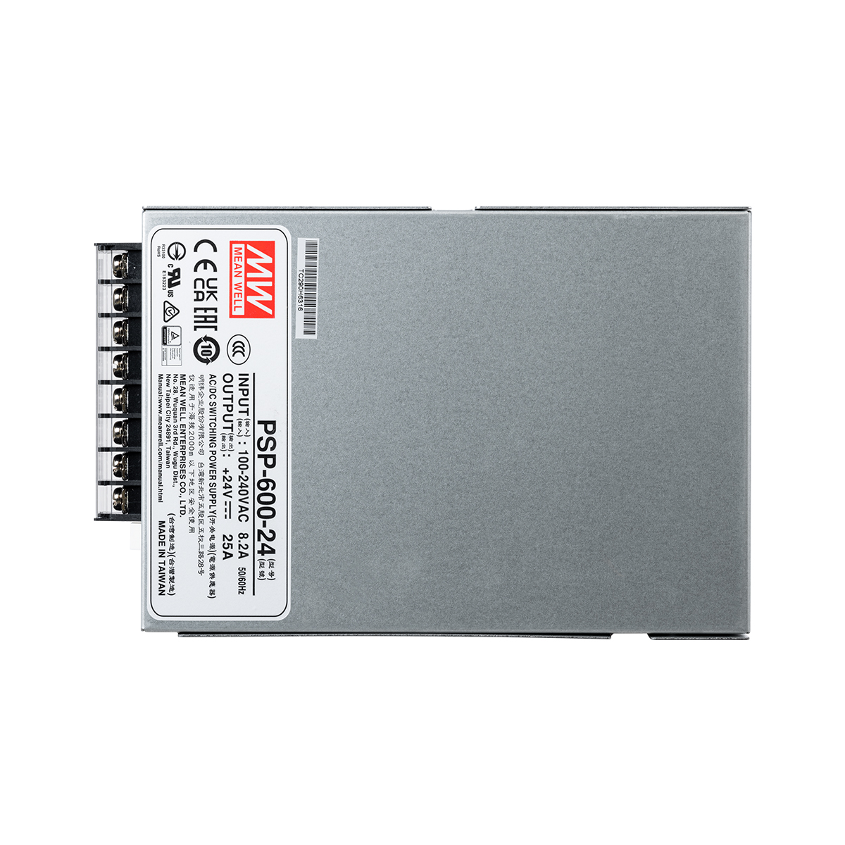 GLOBOSTAR® MEANWELL-PSP600-24 90791 Τροφοδοτικό/Μετασχηματιστής Class I PELV 600W 25A AC 220-240V σε DC 24V IP20 - Ρυθμιζόμενo από DC 20V έως DC 26.4V - Ασημί - Μ17 x Π12 x Υ9.3cm - 3 Χρόνια Εγγύηση - Image 6