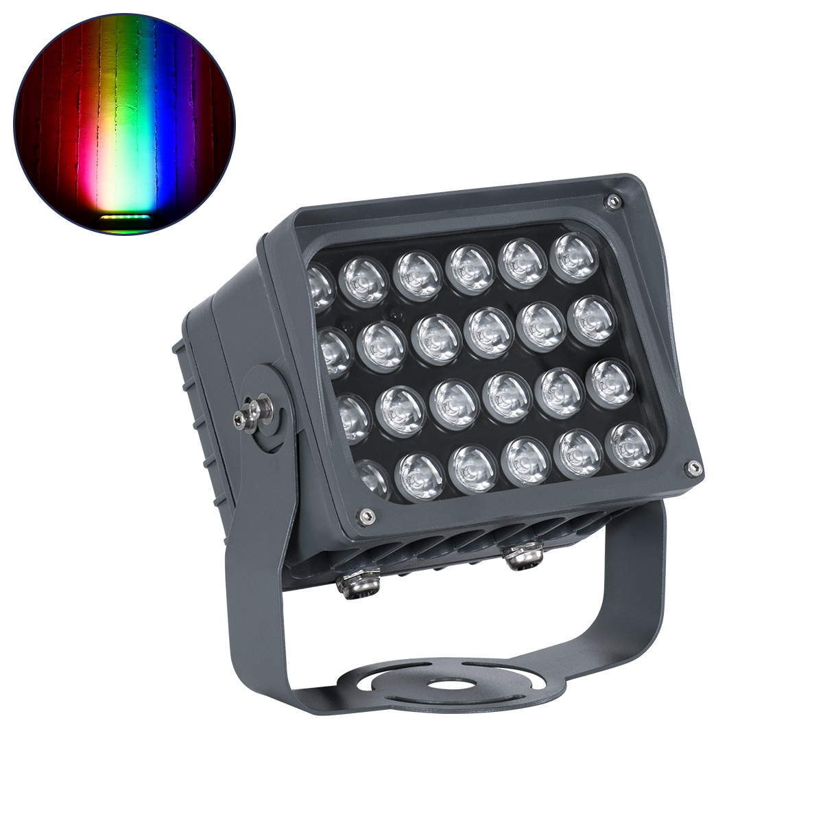GLOBOSTAR® FLOODXENA 90700 Προβολέας Σποτ Wall Washer με Αντιθαμβωτική Γρίλια LED 48W 4080lm 10° DC 24V Αδιάβροχο IP65 Πολύχρωμο RGBW Dimmable DMX512 - Bridgelux SMD Chip - Γκρι Ανθρακί - Μ17.5 x Π12.5 x Υ18cm - 3 Χρόνια Εγγύηση - Image 2
