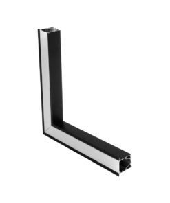 GLOBOSTAR® ALP-CORNER-SIDE90 RECESSA 61789 Χωνευτό Προφίλ Αλουμινίου Γωνία με Λευκό Γαλακτερό Πατητό Κάλυμμα για Ταινίες LED IP20 - Μαύρο Ματ - Μ30 x Π3.5 x Υ4cm