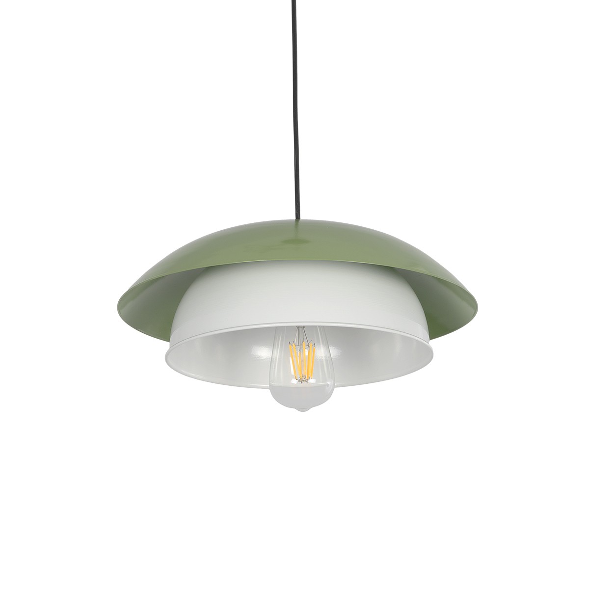GLOBOSTAR® AURA 204-0119 Μοντέρνο Κρεμαστό Φωτιστικό Οροφής με Ντουί 1 x E27 AC 220-240V IP20 - Πράσινο & Λευκό - Μ31 x Π31 x Υ27cm - Image 2