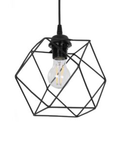 GLOBOSTAR® SOLIS 201-0045 Vintage Κρεμαστό Φωτιστικό Οροφής με Ντουί 1 x E27 AC 220-240V IP20 - Μαύρο - Μ25 x Π25 x Υ24cm