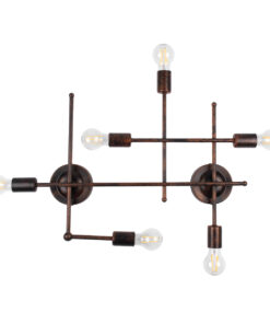 GloboStar® PIPING 00665 Vintage Επιτοίχιο Φωτιστικό Πολύφωτο 6 x E27 IP20 Χάλκινο Μέταλλο – Μ66 x Π9.5 x Υ49cm