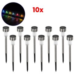 GLOBOSTAR® SOLARDECOR 71522 Διακοσμητικό Φωτιστικό Κήπου LED 1W 30lm 180° DC 5V με Φωτοβολταϊκό Panel 5V 0.1W & Επαναφορτιζόμενη Μπαταρία Li-ion 3.2V 600mAh Αδιάβροχο IP65 Πολύχρωμο RGB - Πακέτο 10 Τεμαχίων - Μ4.7 x Π4.7 x Υ29.5cm - 2 Χρόνια Εγγύηση