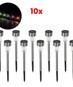 GLOBOSTAR® SOLARDECOR 71522 Διακοσμητικό Φωτιστικό Κήπου LED 1W 30lm 180° DC 5V με Φωτοβολταϊκό Panel 5V 0.1W & Επαναφορτιζόμενη Μπαταρία Li-ion 3.2V 600mAh Αδιάβροχο IP65 Πολύχρωμο RGB - Πακέτο 10 Τεμαχίων - Μ4.7 x Π4.7 x Υ29.5cm - 2 Χρόνια Εγγύηση