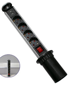 Alternative view of GloboStar® 79631 Χωνευτό Πτυσσόμενο Πολύμπριζο με 4 Πρίζες Ασφαλείας EU Σούκο AC 230V Max 4000W & 2 Εξόδους USB DC 5V Max 3A 18W & Ενσωματωμένο Διακόπτη Οn/Off