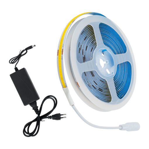 GLOBOSTAR® COBWAVE 70415 Σετ Ταινίας με Τροφοδοτικό LED 48W 4320lm 120° AC 220-240V IP20 1540 x COB Chip Θερμό Λευκό 2700K – Sanan COB Chip – Μ500 x Π1 x Υ0.2cm – Ρολό 5 Μέτρων – 2 Χρόνια Εγγύηση