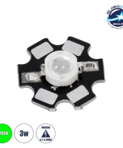 GloboStar® 73750 High Power Star LED - Υψηλής Ισχύος Star LED 3W DC 3.2V Πράσινο Φ2 x Υ0.6cm - 2 Χρόνια Εγγύηση