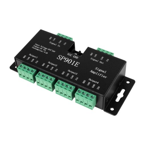 GloboStar® RGBCONTROLLER 73446 LED Digital RGB Ενισχυτής Σήματος SP901E LED Pixel WS2812B WS2811 SPI Signal Amplifier Repeater 10000 IC Professional Series 5-24V 288W – IP20 – Μ7 x Π14 x Υ3cm – 1 Χρόνος Εγγύηση