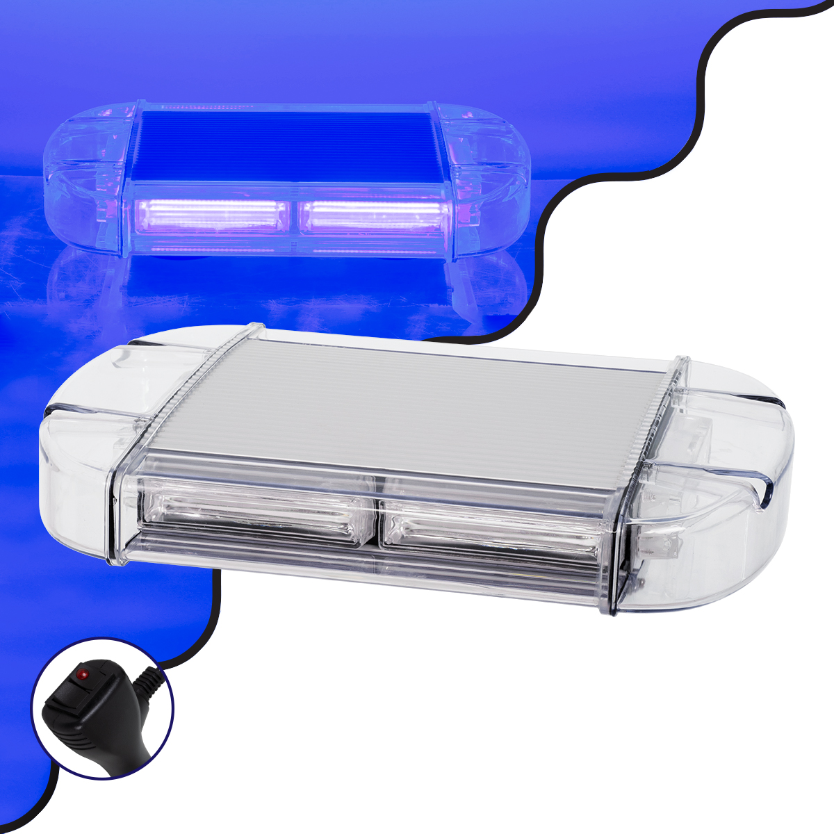 GloboStar® 85176 PRO Series Φάρος Σήμανσης Οχήματος Αστυνομίας για Αυτοκίνητα & Φορτηγά 6 Προγραμμάτων Φωτισμού STROBE LED COB 60W DC 10-30V Αδιάβροχος IP66 Μπλε - Image 2
