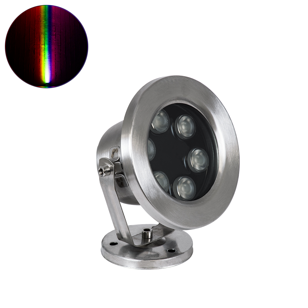 GLOBOSTAR® UNDERWATER-DEDY 90428 Υποβρύχιο Επιφανειακό Σποτ για Σιντριβάνια/Πισίνες LED 6W 510lm 30° DC 24V Αδιάβροχο IP68 RGBW DMX512 Dimmable - Ανοξείδωτο Ατσάλι 304 - Μ12 x Π7.5 x Υ14.5cm - 3 Χρόνια Εγγύηση - Image 2