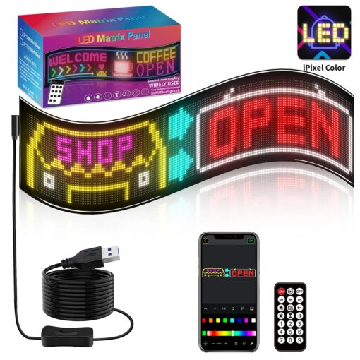 GLOBOSTAR® MATRIX GLB-106-0011 Εύκαμπτη Κυλιόμενη Ψηφιακή Επιγραφή 93x20cm P4.5 192×32 Pixel LED 20W AC 220-240V Αδιάβροχο IP65 Πολύχρωμο RGB – Bluetooth Control μέσω iPIXEL APP – Μ93 x Π0.4 x Υ20cm – 2 Χρόνια Εγγύηση