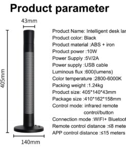 GLOBOSTAR® DESTINY GLB-106-0019 Επιτραπέζιο Φωτιστικό Πορτατίφ με RF Ασύρματο Χειριστήριο & Λειτουργία μέσω WiFi APP LED 10W 600lm 180° AC 220-240V IP20 Πολύχρωμο RGB Dimmable – Sanan SMD Chip – Μαύρο – Μ14 x Π14 x Υ40.5cm – 2 Χρόνια Εγγύηση