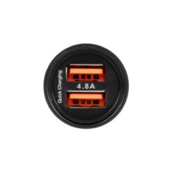 GLOBOSTAR® MATRIX GLB-106-0025 Τροφοδοτικό/Φορτιστής Αυτοκινήτου με 1 x USB 2.4A & 1 x USB-C 2.4A για Εύκαμπτη Κυλιόμενη Ψηφιακή Επιγραφή 12W AC 220-240V σε DC 5V IP20 – Μ6.6 x Π2.8 x Υ2.8cm – 2 Χρόνια Εγγύηση