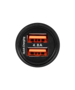GLOBOSTAR® MATRIX GLB-106-0025 Τροφοδοτικό/Φορτιστής Αυτοκινήτου με 1 x USB 2.4A & 1 x USB-C 2.4A για Εύκαμπτη Κυλιόμενη Ψηφιακή Επιγραφή 12W AC 220-240V σε DC 5V IP20 – Μ6.6 x Π2.8 x Υ2.8cm – 2 Χρόνια Εγγύηση