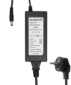 GLOBOSTAR® VOLTIX GLB-107-0003 Τροφοδοτικό/Μετασχηματιστής Class II SELV 60W 5A AC 220-240V σε DC 12V IP20 – Μαύρο Ματ – Μ11.5 x Π5 x Υ3.2cm – 3 Χρόνια Εγγύηση