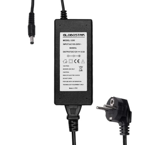 GLOBOSTAR® VOLTIX GLB-107-0004 Τροφοδοτικό/Μετασχηματιστής Class II SELV 120W 9.5A AC 220-240V σε DC 12V IP20 – Μαύρο Ματ – Μ14.2 x Π6.5 x Υ3.7cm – 3 Χρόνια Εγγύηση