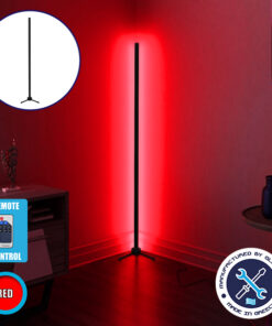 Μοντέρνο Minimal Επιδαπέδιο Μαύρο Φωτιστικό 100cm LED 16 Watt με Ασύρματο Χειριστήριο RF & Dimmer Κόκκινο GloboStar ALIEN Design GLOBO-100-4