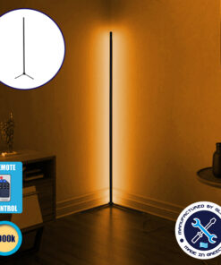 Μοντέρνο Minimal Επιδαπέδιο Μαύρο Φωτιστικό 150cm LED 24 Watt με Ασύρματο Χειριστήριο RF & Dimmer Θερμό Λευκό 3000k GloboStar ALIEN Design GLOBO-150-3