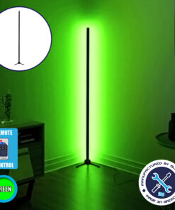 Μοντέρνο Minimal Επιδαπέδιο Μαύρο Φωτιστικό 150cm LED 24 Watt με Ασύρματο Χειριστήριο RF & Dimmer Πράσινο GloboStar ALIEN Design GLOBO-150-5