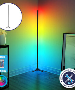 Μοντέρνο Minimal Επιδαπέδιο Μαύρο Φωτιστικό 150cm LED 24 Watt με Ασύρματο Χειριστήριο RF & Dimmer RGB Πολύχρωμο GloboStar ALIEN Design GLOBO-150-8