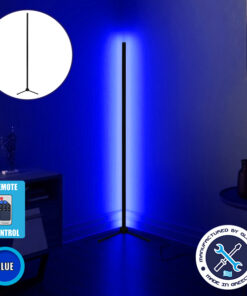 Μοντέρνο Minimal Επιδαπέδιο Μαύρο Φωτιστικό 200cm LED 32 Watt με Ασύρματο Χειριστήριο RF & Dimmer Μπλε GloboStar ALIEN Design GLOBO-200-6