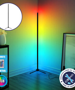Μοντέρνο Minimal Επιδαπέδιο Μαύρο Φωτιστικό 200cm LED 32 Watt με Ασύρματο Χειριστήριο RF & Dimmer RGB GloboStar ALIEN Design GLOBO-200-8