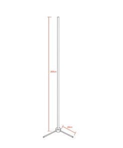 Μοντέρνο Minimal Επιδαπέδιο Μαύρο Φωτιστικό 200cm LED 40 Watt με Ασύρματο Χειριστήριο 2.4G RF, Λειτουργία μέσω WiFi APP & Dimmer RGBW+WW Πολύχρωμο – Ψυχρό – Ημέρας – Θερμό GloboStar ALIEN Design GLOBO-200-12