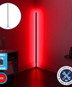Μοντέρνο Minimal Επιδαπέδιο Μαύρο Φωτιστικό 250cm LED 40 Watt με Ασύρματο Χειριστήριο RF & Dimmer Κόκκινο GloboStar ALIEN Design GLOBO-250-4