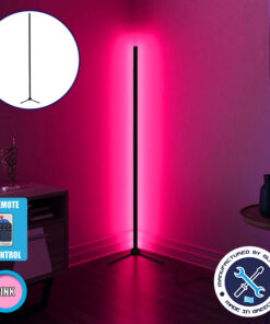 Μοντέρνο Minimal Επιδαπέδιο Μαύρο Φωτιστικό 250cm LED 40 Watt με Ασύρματο Χειριστήριο RF & Dimmer Ροζ GloboStar ALIEN Design GLOBO-250-7
