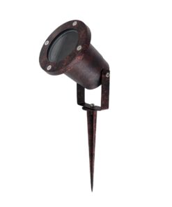 kelvo® GARDELINI KLV-101-0004 Φωτιστικό Σποτ Κήπου για Φυτά & Δέντρα με Καρφωτή Βάση για Λάμπα MR16 με Ντουί GU10 AC 220-240V Αδιάβροχο IP65 – Μπρονζέ Εφέ Σκουριάς Ματ – Μ10 x Π10 x Υ30cm