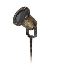 kelvo® GARDELINI KLV-101-0005 Φωτιστικό Σποτ Κήπου για Φυτά & Δέντρα με Καρφωτή Βάση για Λάμπα MR16 με Ντουί GU10 AC 220-240V Αδιάβροχο IP65 – Χρυσό Εφέ Σκουριάς Ματ – Μ10 x Π10 x Υ30cm