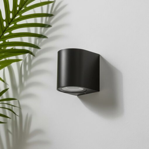kelvo® MURANO KLV-101-0012 Φωτιστικό Τοίχου / Απλίκα για Λάμπα MR16 με Ντουί GU10 AC 220-240V Αδιάβροχο IP65 – Μαύρο Ματ – Μ8 x Π8 x Υ7cm