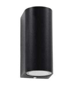 kelvo® MURANO KLV-101-0015 Φωτιστικό Τοίχου / Απλίκα για 2 Λάμπες MR16 με Ντουί GU10 AC 220-240V Αδιάβροχο IP65 – Μαύρο Ματ – Μ8 x Π8 x Υ15cm