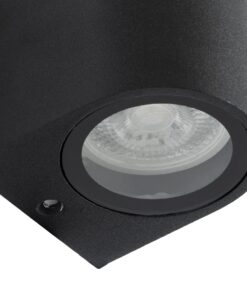 kelvo® MURANO KLV-101-0015 Φωτιστικό Τοίχου / Απλίκα για 2 Λάμπες MR16 με Ντουί GU10 AC 220-240V Αδιάβροχο IP65 – Μαύρο Ματ – Μ8 x Π8 x Υ15cm