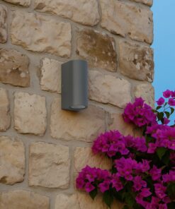 kelvo® MURANO KLV-101-0016 Φωτιστικό Τοίχου / Απλίκα για 2 Λάμπες MR16 με Ντουί GU10 AC 220-240V Αδιάβροχο IP65 – Γκρι Ανθρακί Ματ – Μ8 x Π8 x Υ15cm