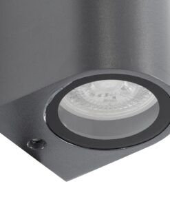 kelvo® MURANO KLV-101-0016 Φωτιστικό Τοίχου / Απλίκα για 2 Λάμπες MR16 με Ντουί GU10 AC 220-240V Αδιάβροχο IP65 – Γκρι Ανθρακί Ματ – Μ8 x Π8 x Υ15cm