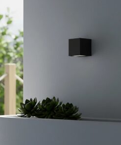 kelvo® BURANO KLV-101-0018 Φωτιστικό Τοίχου / Απλίκα για Λάμπα MR16 με Ντουί GU10 AC 220-240V Αδιάβροχο IP65 – Μαύρο Ματ – Μ8 x Π8 x Υ7cm