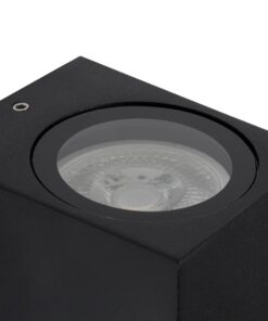 kelvo® BURANO KLV-101-0018 Φωτιστικό Τοίχου / Απλίκα για Λάμπα MR16 με Ντουί GU10 AC 220-240V Αδιάβροχο IP65 – Μαύρο Ματ – Μ8 x Π8 x Υ7cm