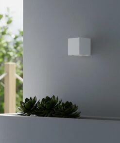 kelvo® BURANO KLV-101-0020 Φωτιστικό Τοίχου / Απλίκα για Λάμπα MR16 με Ντουί GU10 AC 220-240V Αδιάβροχο IP65 – Λευκό Ματ – Μ8 x Π8 x Υ7cm