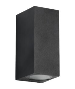 kelvo® BURANO KLV-101-0021 Φωτιστικό Τοίχου / Απλίκα για 2 Λάμπες MR16 με Ντουί GU10 AC 220-240V Αδιάβροχο IP65 – Μαύρο Ματ – Μ8 x Π8 x Υ15cm