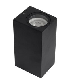 kelvo® BURANO KLV-101-0021 Φωτιστικό Τοίχου / Απλίκα για 2 Λάμπες MR16 με Ντουί GU10 AC 220-240V Αδιάβροχο IP65 – Μαύρο Ματ – Μ8 x Π8 x Υ15cm