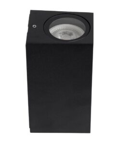kelvo® BURANO KLV-101-0021 Φωτιστικό Τοίχου / Απλίκα για 2 Λάμπες MR16 με Ντουί GU10 AC 220-240V Αδιάβροχο IP65 – Μαύρο Ματ – Μ8 x Π8 x Υ15cm