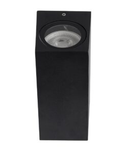 kelvo® BURANO KLV-101-0021 Φωτιστικό Τοίχου / Απλίκα για 2 Λάμπες MR16 με Ντουί GU10 AC 220-240V Αδιάβροχο IP65 – Μαύρο Ματ – Μ8 x Π8 x Υ15cm